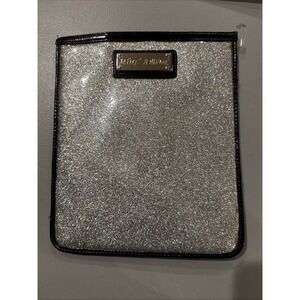 Betsey Johnson Vinyl Tablet Sleeve Pouch Glittery Gold Silver 8.5" W  10" T